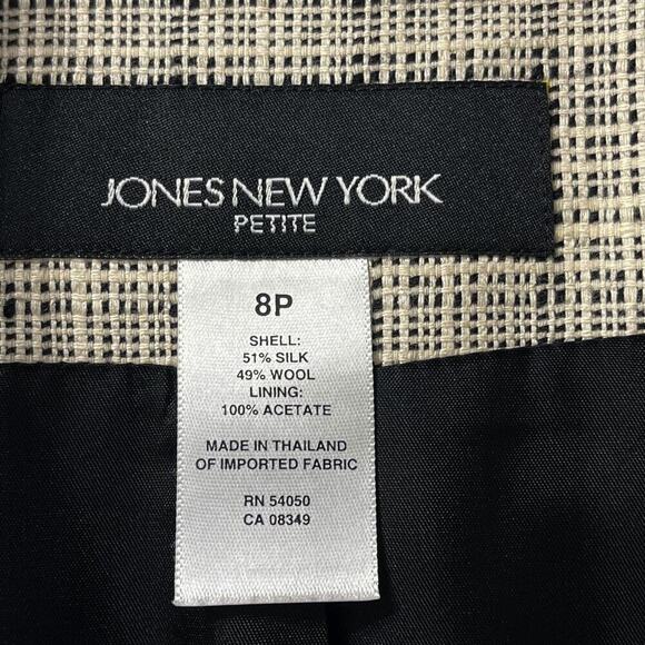 Jones New York Silk Wool Tweed Blazer Jacket Women’s Sz 8P Plaid Career Business - Picture 2 of 10
